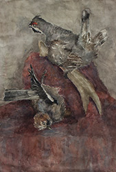 Маргарита Сюрина. Натюрморт с чучелами птиц, 1983