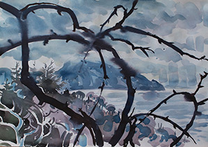 Margarita Siourina. View to Ayu-Dag through the Grape Vine of Early Spring, 2009