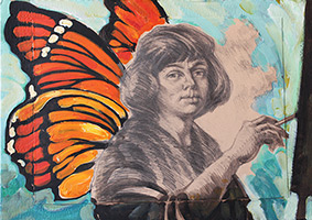 The Artist Margarita Siourina in the image of the Danaid-Monarch Butterfly. Self-Portrait. 2017