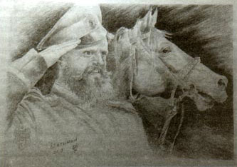'Портрет казака', рисунок Ю. Щетинина
