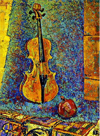 Гранат и скрипка. Х/м, 80x60. 2002